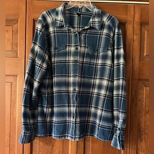 Patagonia Navy and White Plaid Button Down Shirt